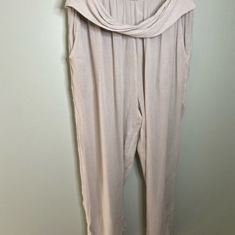 FREE PEOPLE Pull On Tapered Leg Joggerā Pants Gray Linen Blend Size Medium